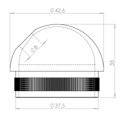 Spodok držiaka na trubku ø 42,4 mm, M8, brúsená AISI 304 Spodok držiaka na trubku ø 42,4 mm, M8, brúsená AISI 304